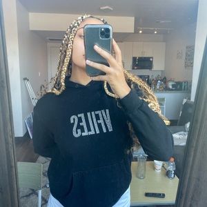 VFiles black bedazzled logo hoodie!